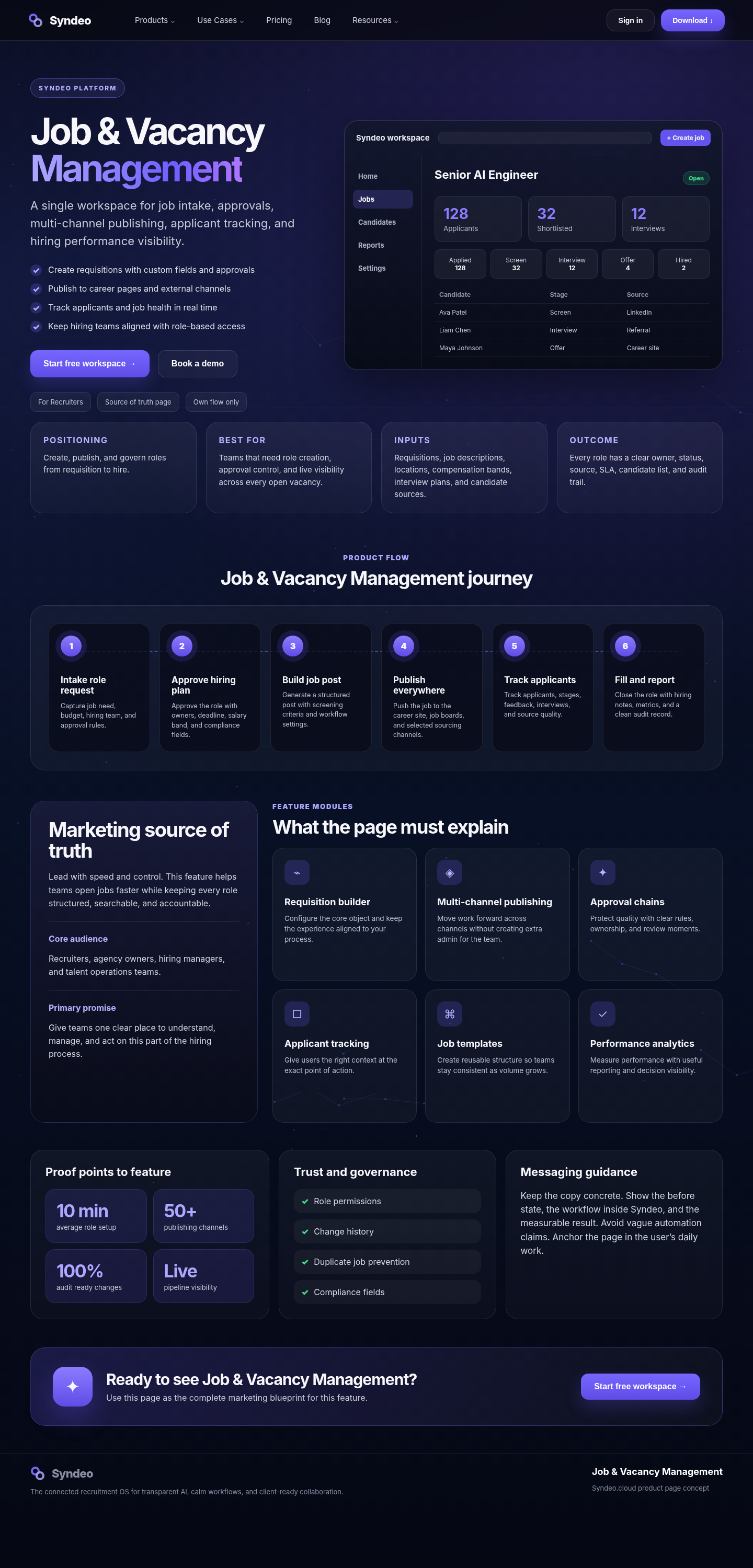 Job & Vacancy Management source page reference