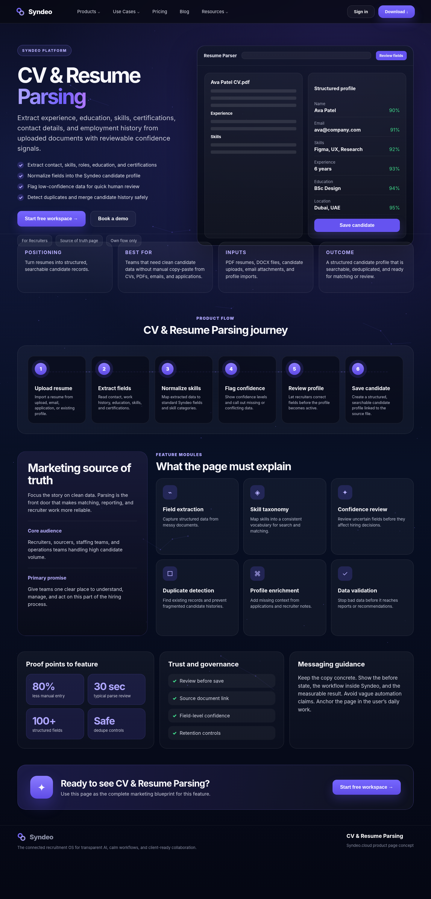 CV & Resume Parsing source page reference