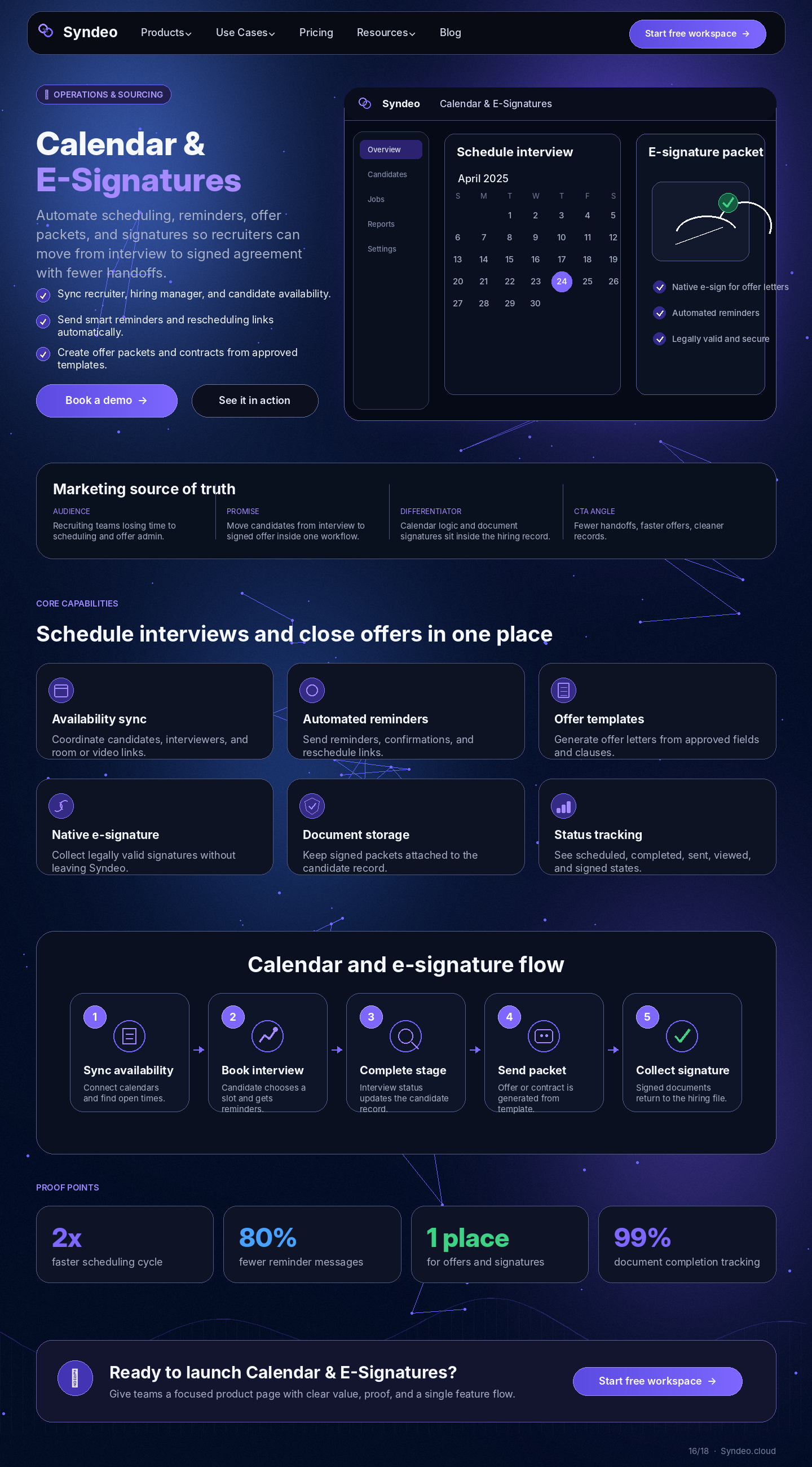 Calendar & E-Signatures source page reference